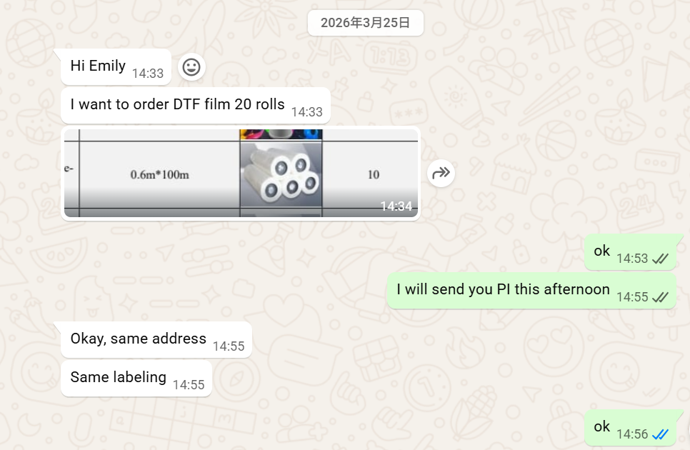 Latest company case about Congratulations to this customer for purchasing DTF consumables